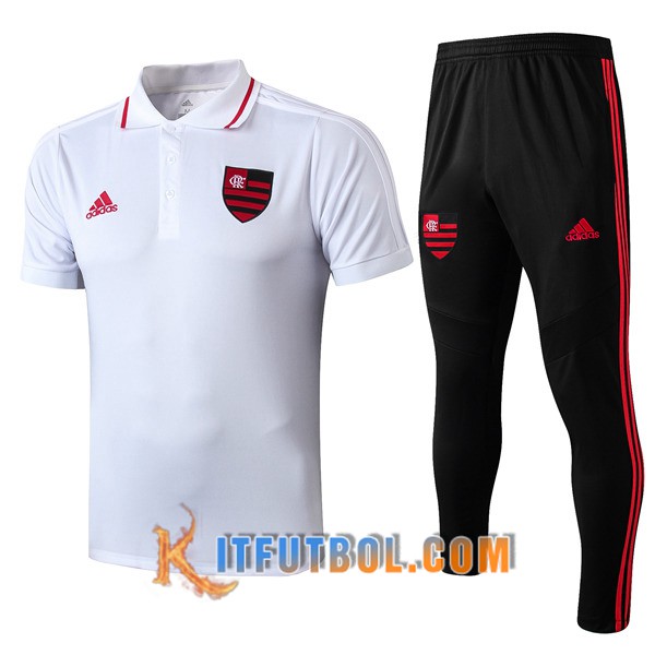 Nueva Polo Futbol Flamengo + Pantalones Blanco 19/20