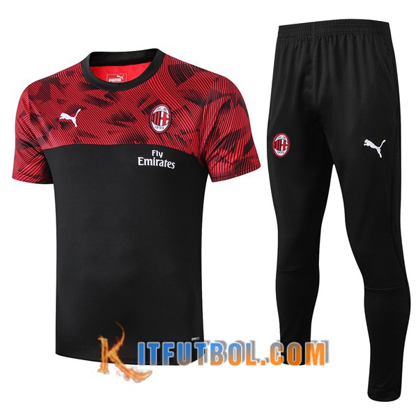 Camiseta Entrenamiento Milan AC + Pantalones Negro Roja 19/20