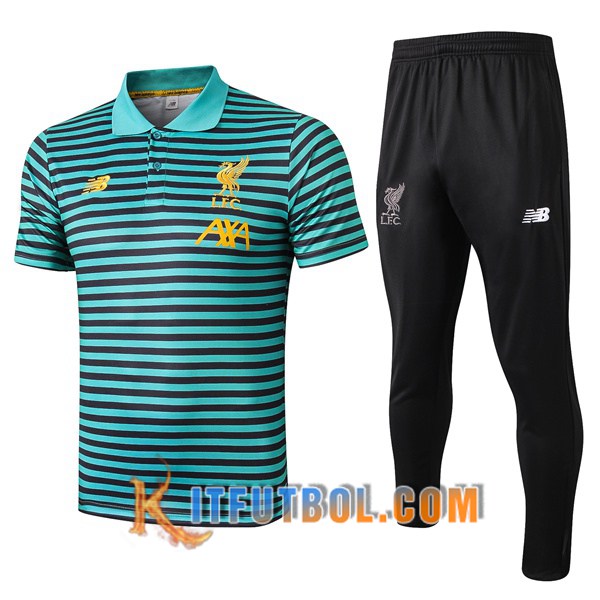 Nueva Polo Futbol FC Liverpool + Pantalones Verde Stripe 19/20