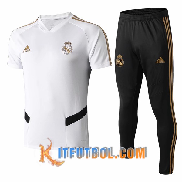 Camiseta Entrenamiento Real Madrid + Pantalones Blanco Negro 19/20