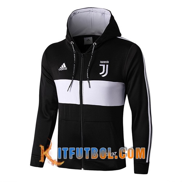 Nueva Chaqueta Futbol con capucha Juventus Negro Blanco 19/20