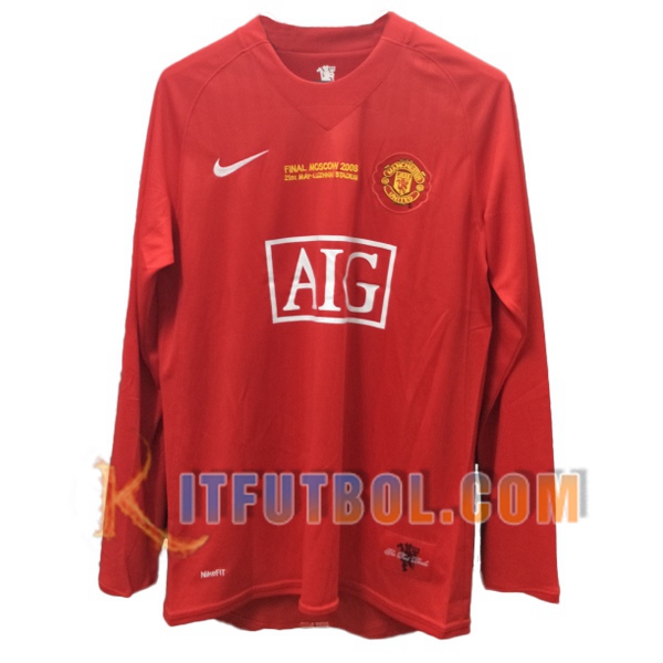 Camiseta Futbol Manchester United Champion Manga larga Primera 2007/2008
