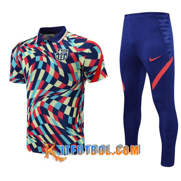 Camiseta Polo FC Barcelona + Pantalones Azul/Rojo 2020/2021