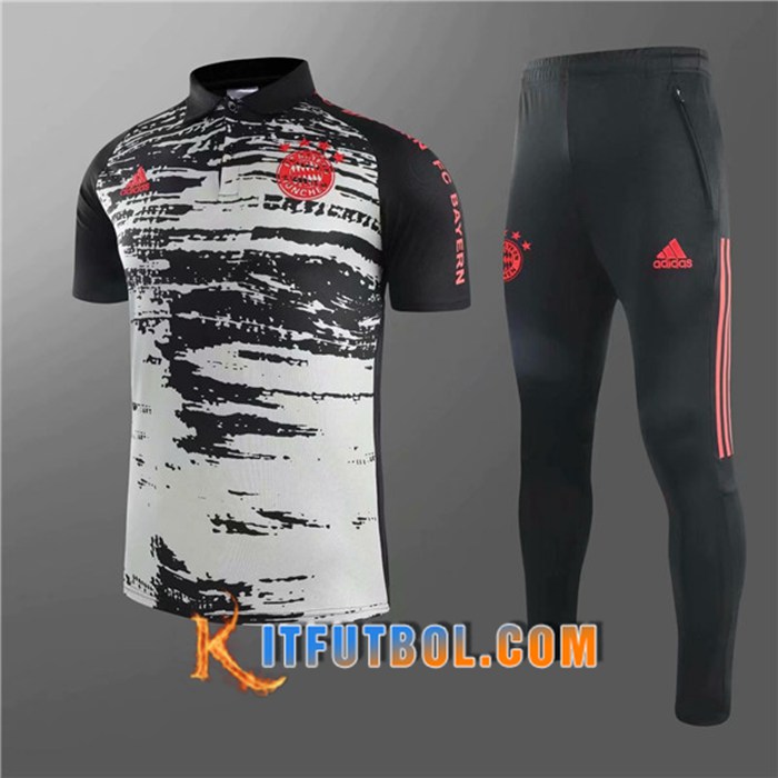 Camiseta Polo Bayern Munich + Pantalones Blanca/Negro 2020/2021