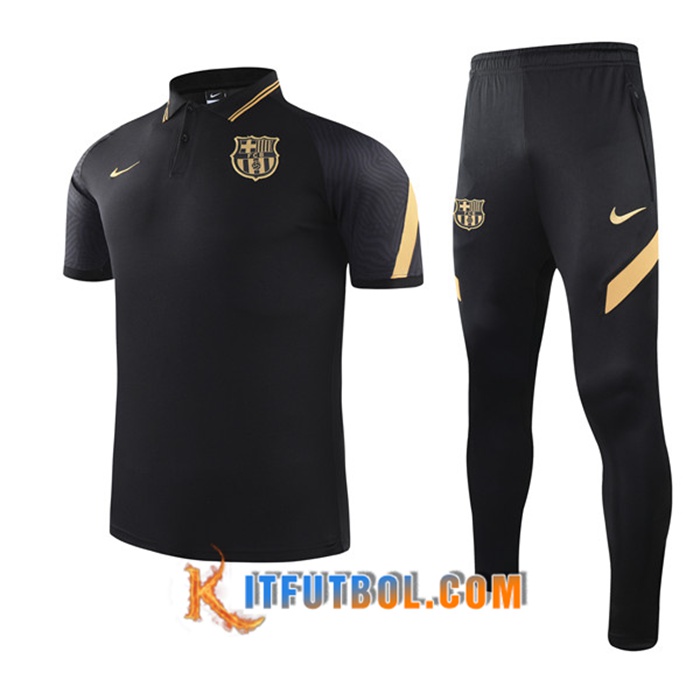 Camiseta Polo FC Barcelona + Pantalones Negro 2021/2022