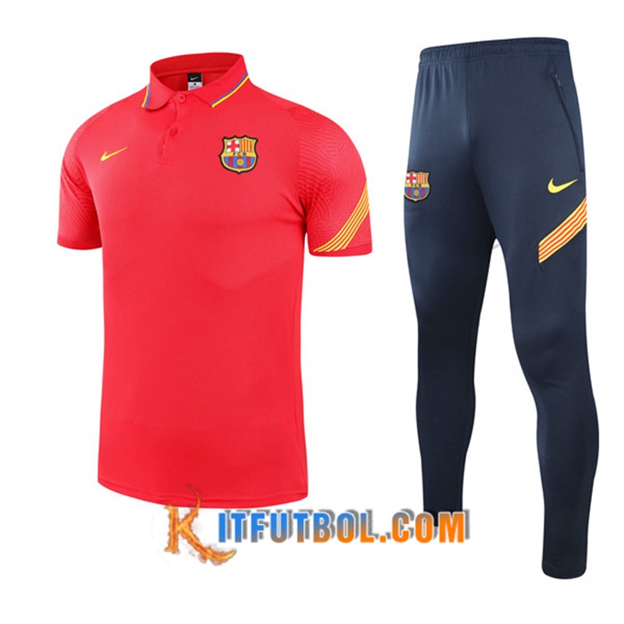 Camiseta Polo FC Barcelona + Pantalones Rojo 2021/2022