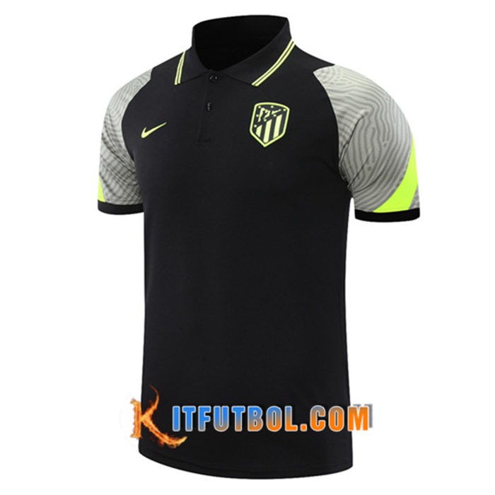 Camiseta Polo Futbol Atletico Madrid Negro 2021/2022