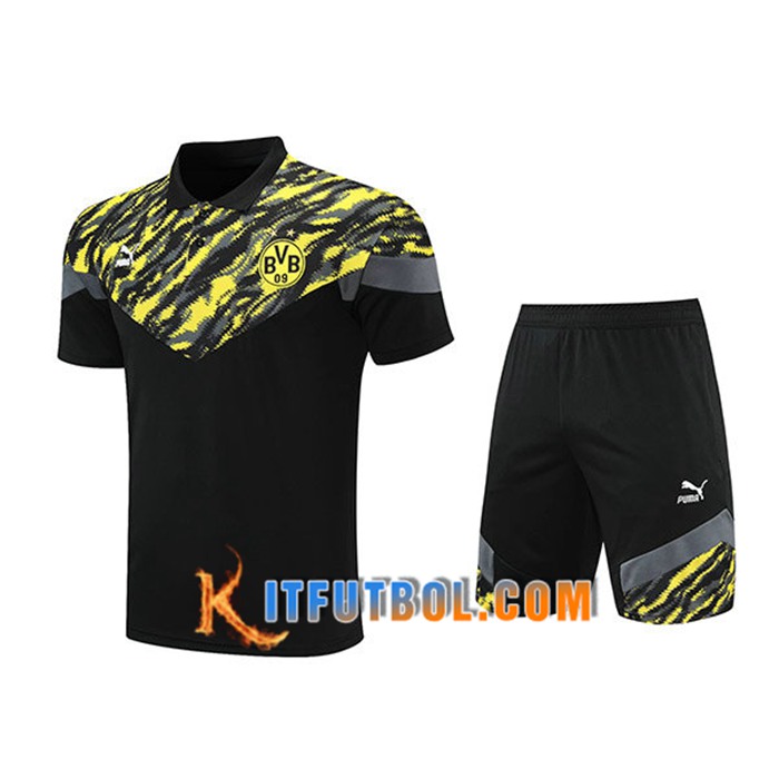 Camiseta Polo FC Liverpool + Cortos Negro/Amarillo 2021/2022