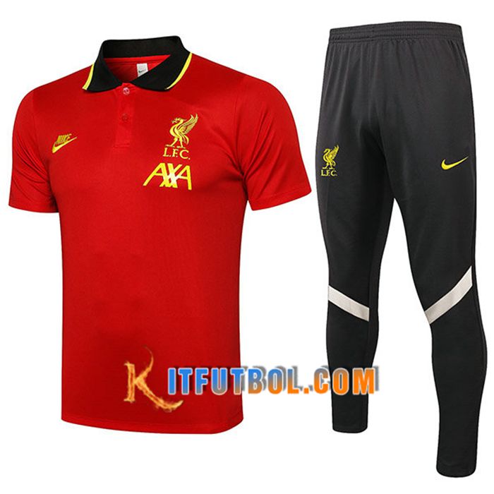 Camiseta Polo FC Liverpool + Pantalones Rojo/Negro 2021/2022
