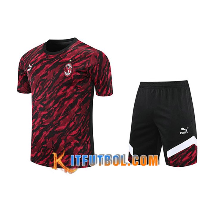 Camiseta Entrenamiento AC Milan + Cortos Rojo/Negro 2021/2022