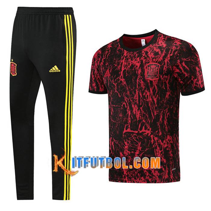 Camiseta Entrenamiento España + Pantalones Rojo/Negro/Amarillo 2021/2022
