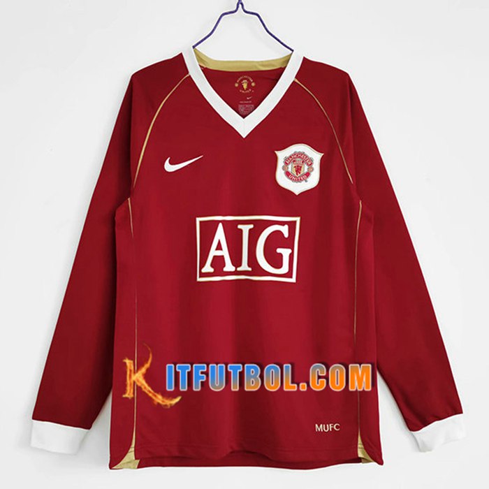 Camiseta Futbol Manchester United Retro Titular Manga Larga 2006/2007