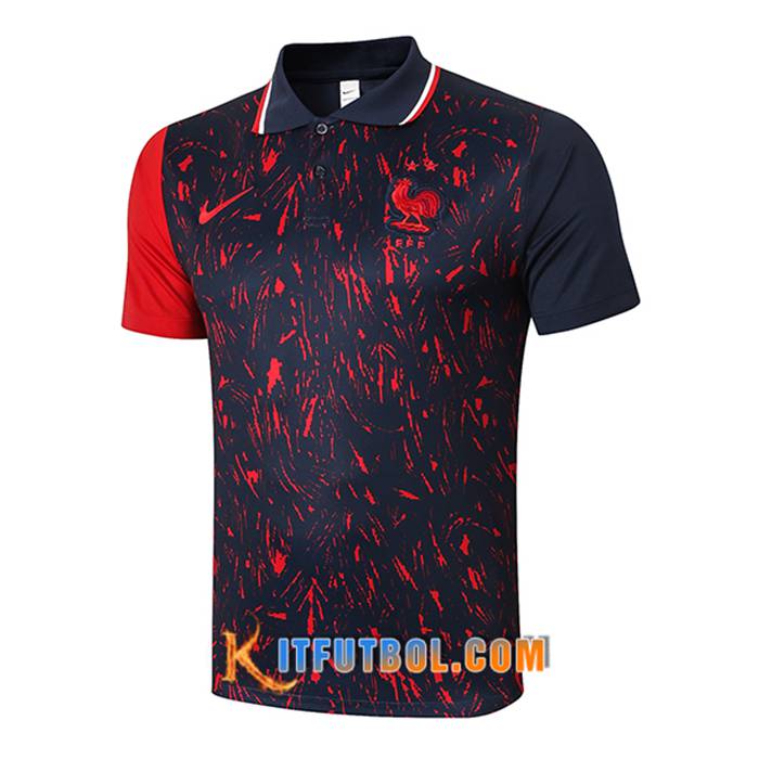Camiseta Polo Francia Negro/Rojo 2021/2022