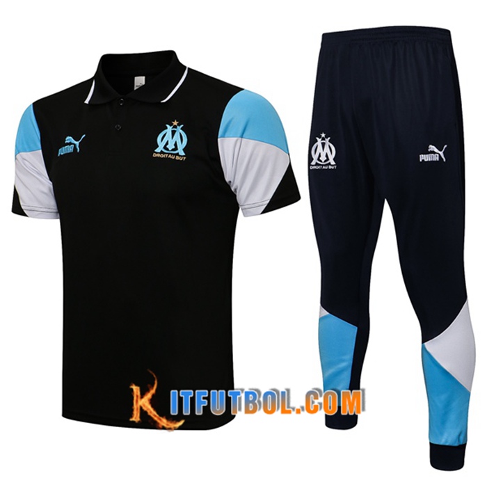 Camiseta Polo Marsella OM + Pantalones Negro/Azul 2021/2022