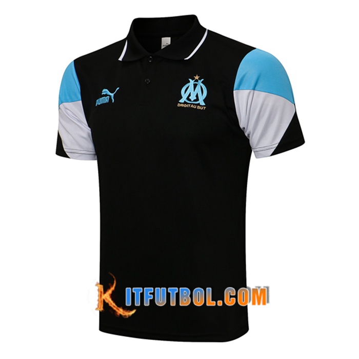 Camiseta Polo Marsella OM Negro/Azul 2021/2022