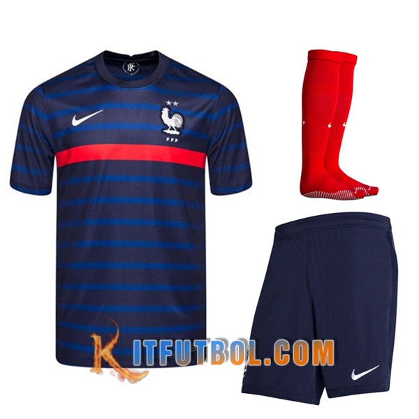 Traje Camisetas Futbol Francia Primera (Cortos+Calcetines) UEFA Euro 2020