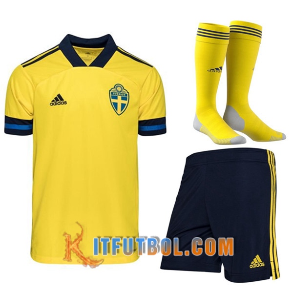 Traje Camisetas Futbol Suecia Primera (Cortos+Calcetines) 20/21