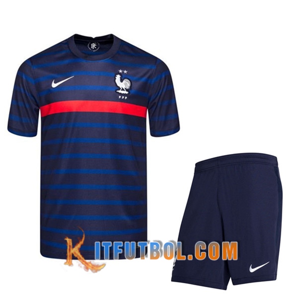 Traje Camisetas Futbol Francia Primera + Cortos UEFA Euro 2020