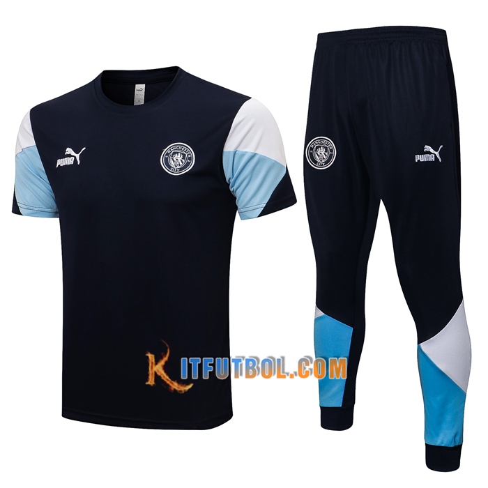 Camiseta Entrenamiento Manchester City + Pantalones Negro/Azul/Blanca 2021/2022