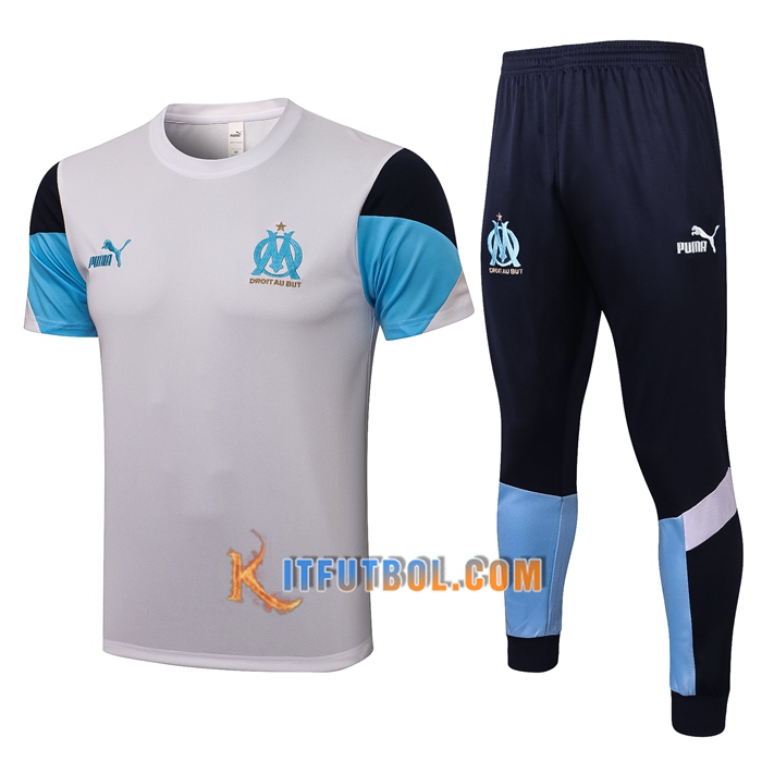 Camiseta Entrenamiento Marsella OM + Pantalones Azul/Negro/Blanca 2021/2022