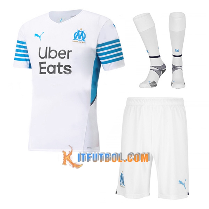 Traje Camiseta Futbol Marsella OM Titular (Cortos + Calcetines) 2021/2022