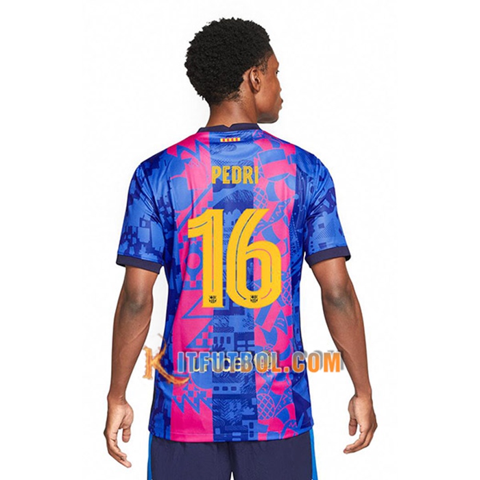 Talla 12 años 100% Poliéster Producto Autorizado con Licencia Dorsal 16 PEDRI Barcelona Conjunto Camiseta y Pantalón Replica 3ª EQ Temporada 2021/22 Fútbol Club Barcelona FC 
