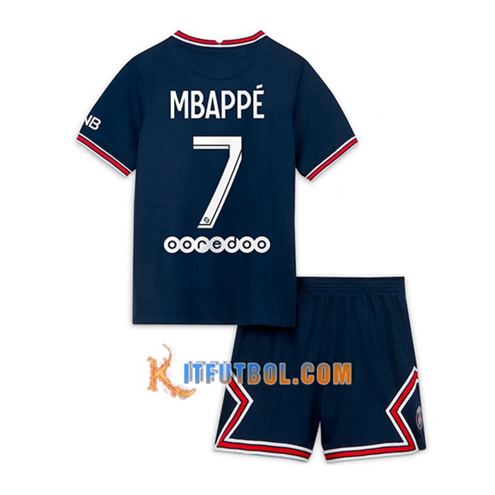 Camiseta Futbol Jordan PSG (Mbappe 7) Ninos Titular 2021/2022