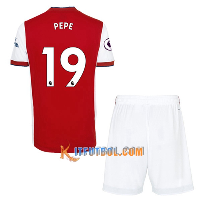 Camiseta Futbol FC Arsenal (Nicolas Pepe 19) Ninos Titular 2021/2022