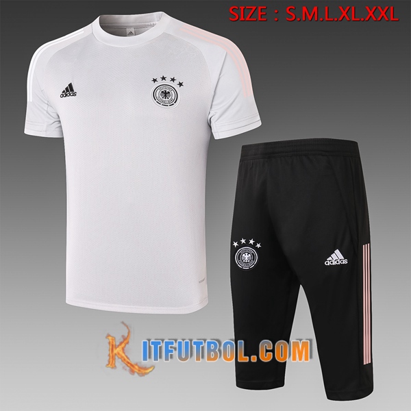 Camisetas de entrenamiento Alemania + Pantalones 3/4 Blanco 20/21