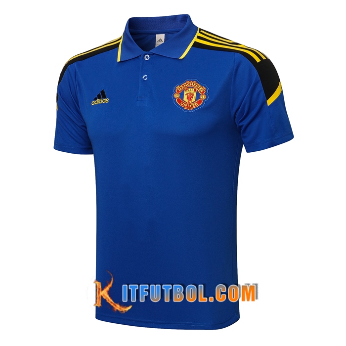 Camiseta Polo Manchester United Azul/Negro 2021/2022 -01