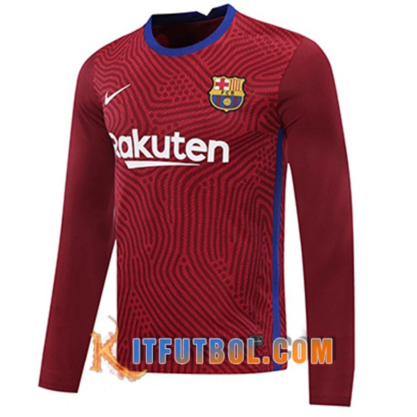 Camisetas Personalizadas Futbol FC Barcelona Portero Roja Manga Larga 20/21