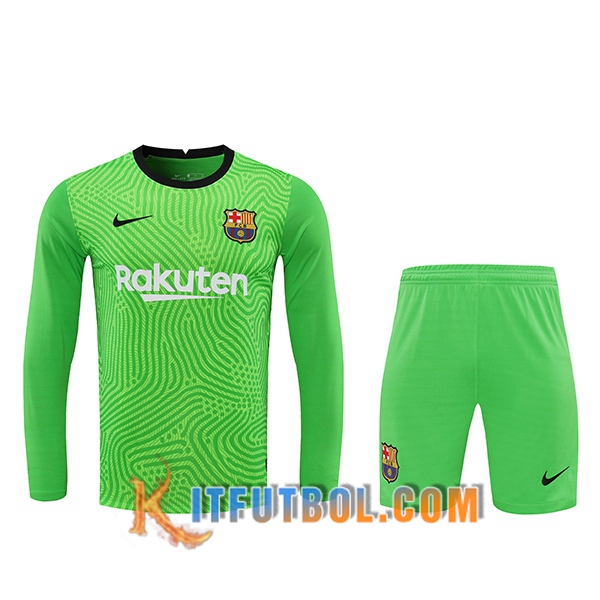 Camisetas Personalizadas Futbol FC Barcelona Portero Verde Manga Larga 20/21