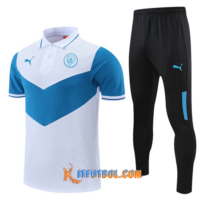 Camiseta Polo Manchester City + Pantalones Blanca/Azul 2021/2022