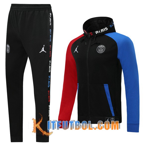 Nueva Chandal Futbol - Chaqueta con capucha + Pantalones Jordan Paris PSG Negro Azul Roja 19/20