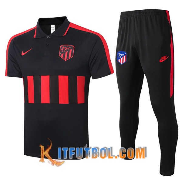 Nueva Polo Futbol Atletico Madrid + Pantalones Negro Roja 20/21