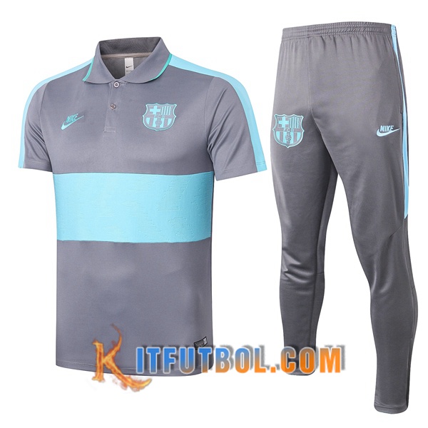 Nueva Polo Futbol FC Barcelona + Pantalones Gris Azul 20/21