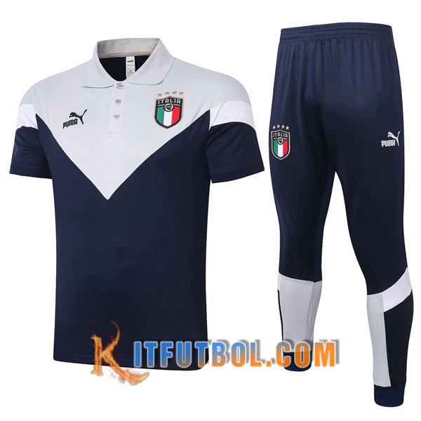 Nueva Polo Futbol Italia + Pantalones Gris Blanco 20/21