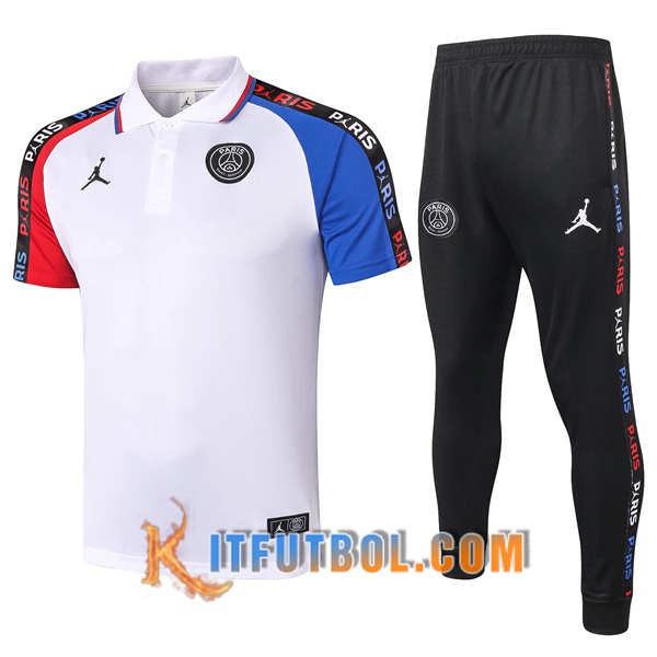 Nueva Polo Futbol Paris PSG Jordan + Pantalones Blanco Azul Roja 20/21