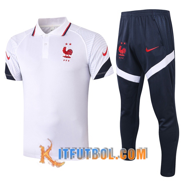 Nueva Polo Futbol Francia + Pantalones Blanco 20/21