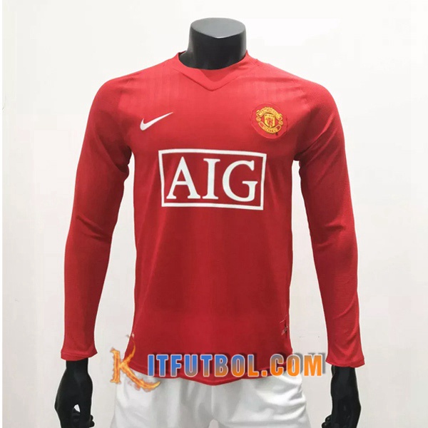 Camiseta Futbol Manchester United Retro Primera Manche Longue 2007/2009