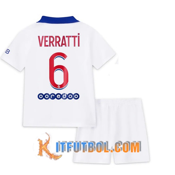 Camisetas Personalizadas Futbol PSG (Verratti 6) Ninos Segunda 20/21