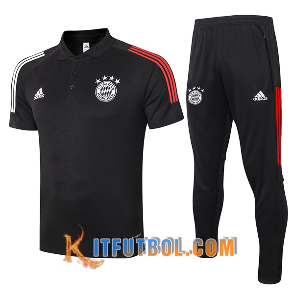Nueva Polo Futbol Bayern Munich + Pantalones Negro 20/21