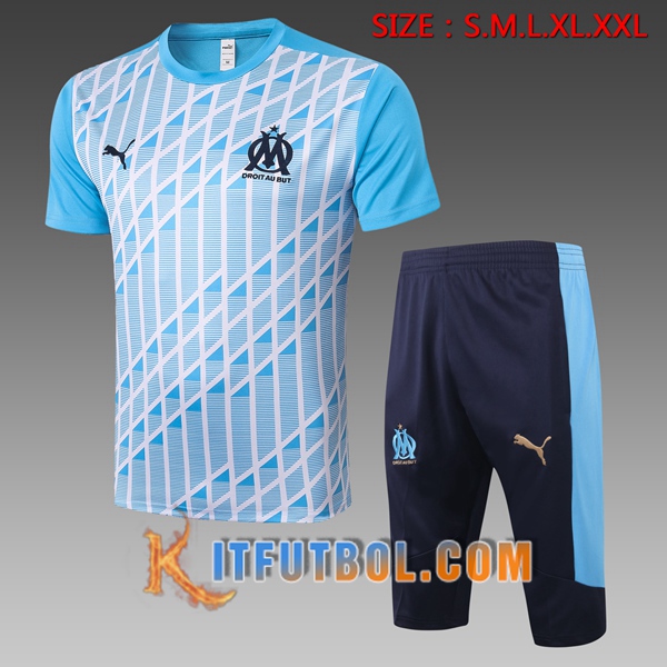 Camisetas de entrenamiento Marsella OM + Pantalones 3/4 Azul 20/21