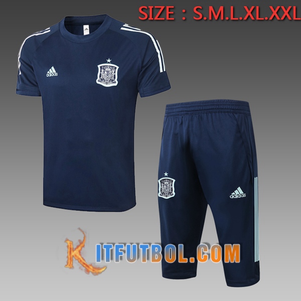Camisetas de entrenamiento España + Pantalones 3/4 Azul 20/21
