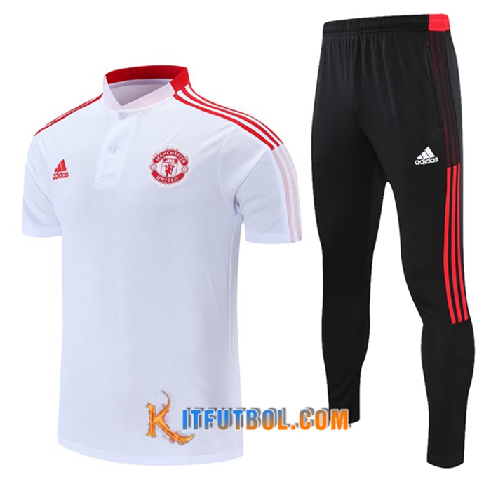 Camiseta Polo Manchester United + Pantalones Blancaa/Rojo2021/2022