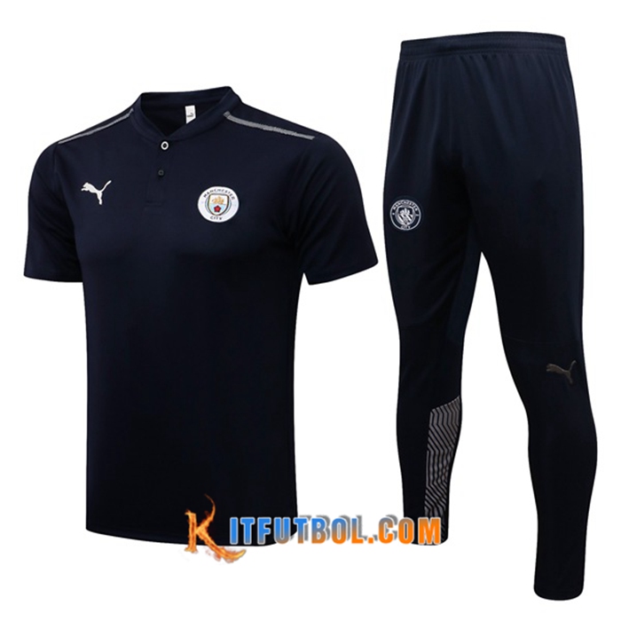 Camiseta Polo Manchester City + Pantalones Negro/Gris 2021/2022
