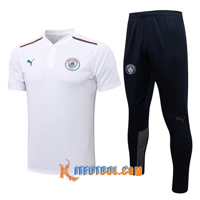 Camiseta Polo Manchester City + Pantalones Blancaa 2021/2022