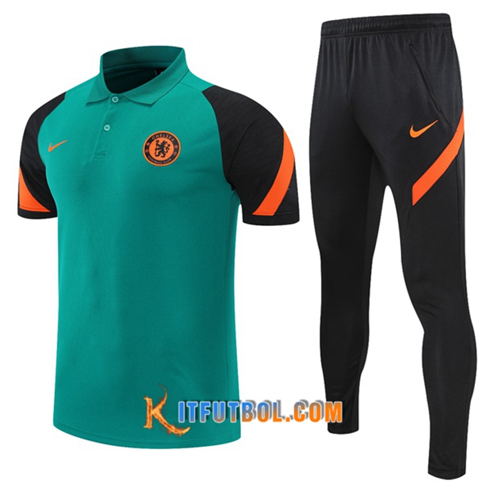 Camiseta Polo FC Chelsea + Pantalones Negro/Verde 2021/2022