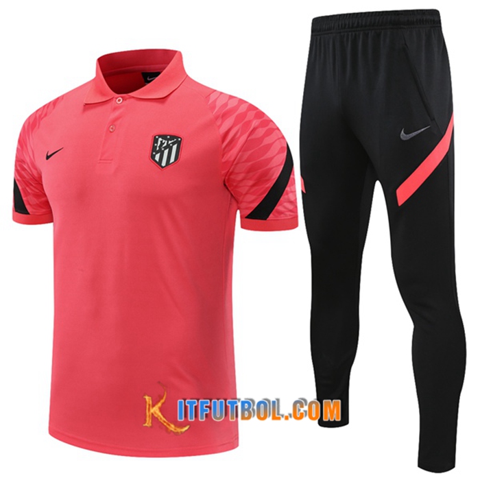 Camiseta Polo Atletico Madrid + Pantalones Negro/Rojo 2021/2022