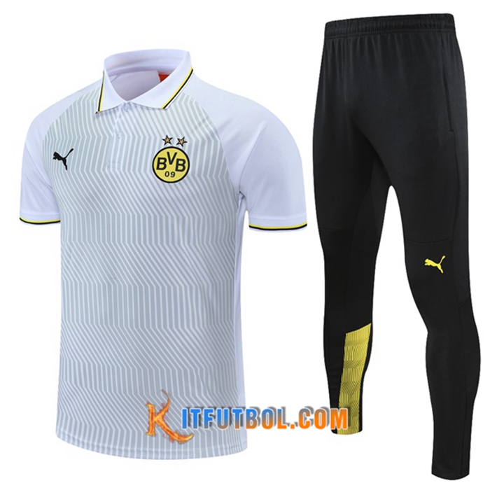 Camiseta Polo Dortmund BVB + Pantalones Blancaa/Gris Amarillo 2021/2022